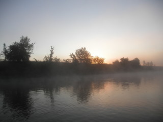 Fototapeta premium Morning on the river Seversky Donets, Ukraine