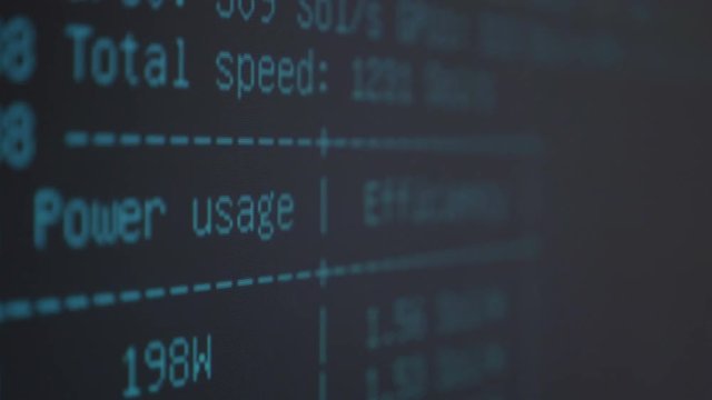 Crypto currency software process of ethereum mining displaying on pc screen