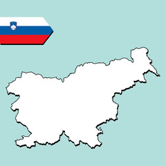 Slovenia map with national flag 