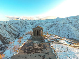 Beautiful Garni Temple In Armenia, in winter.