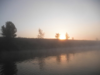 Fototapeta premium Morning on the river Seversky Donets, Ukraine