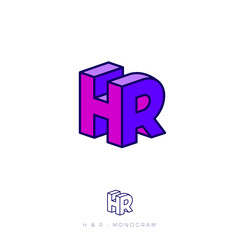 Fototapeta premium HR logo. H and R letters in block. Human Resources logo. Multi Colored emblem like 3D. Flat network, web icon.