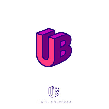 UB logo. U and B letters in block. Multi Colored emblem like 3D. Flat network, web icon.