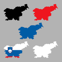 Slovenia map with national flag 