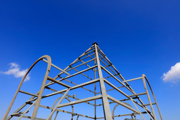 Steel structure at a construction site