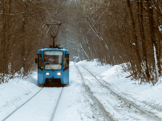 Tram in winter park