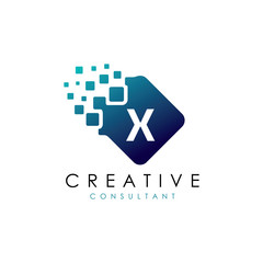 Fototapeta premium Data Digital X Letter Logo