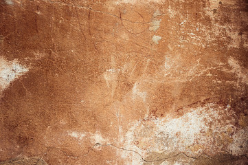Cracked and peeling paint old wall background.