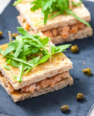 salmon tartare with ruccola