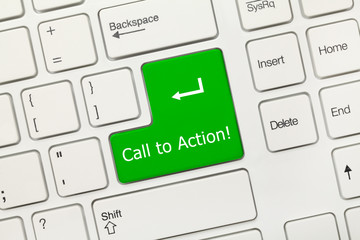 White conceptual keyboard - Call to Action (green key)