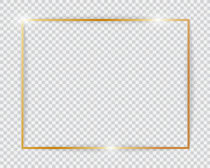 Gold shiny glowing vintage frame.