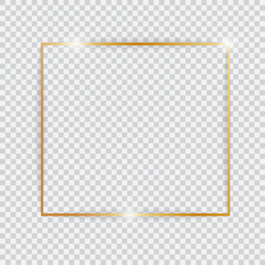 Gold shiny glowing vintage frame.