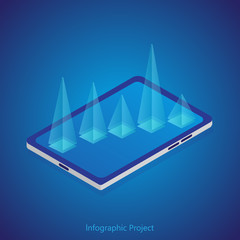 Isometric design concept with analytic elements. Vector.