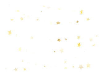 Flying gold star sparkle vector with white background.