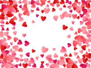 Red flying hearts bright love passion vector background.