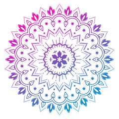 Beautiful round mandala. Boho ornamental vector. Abstract Crystal snowflake