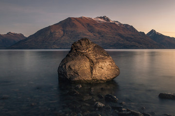Sunset on Lake Wakatipu and Cecil Peak, Queenstown