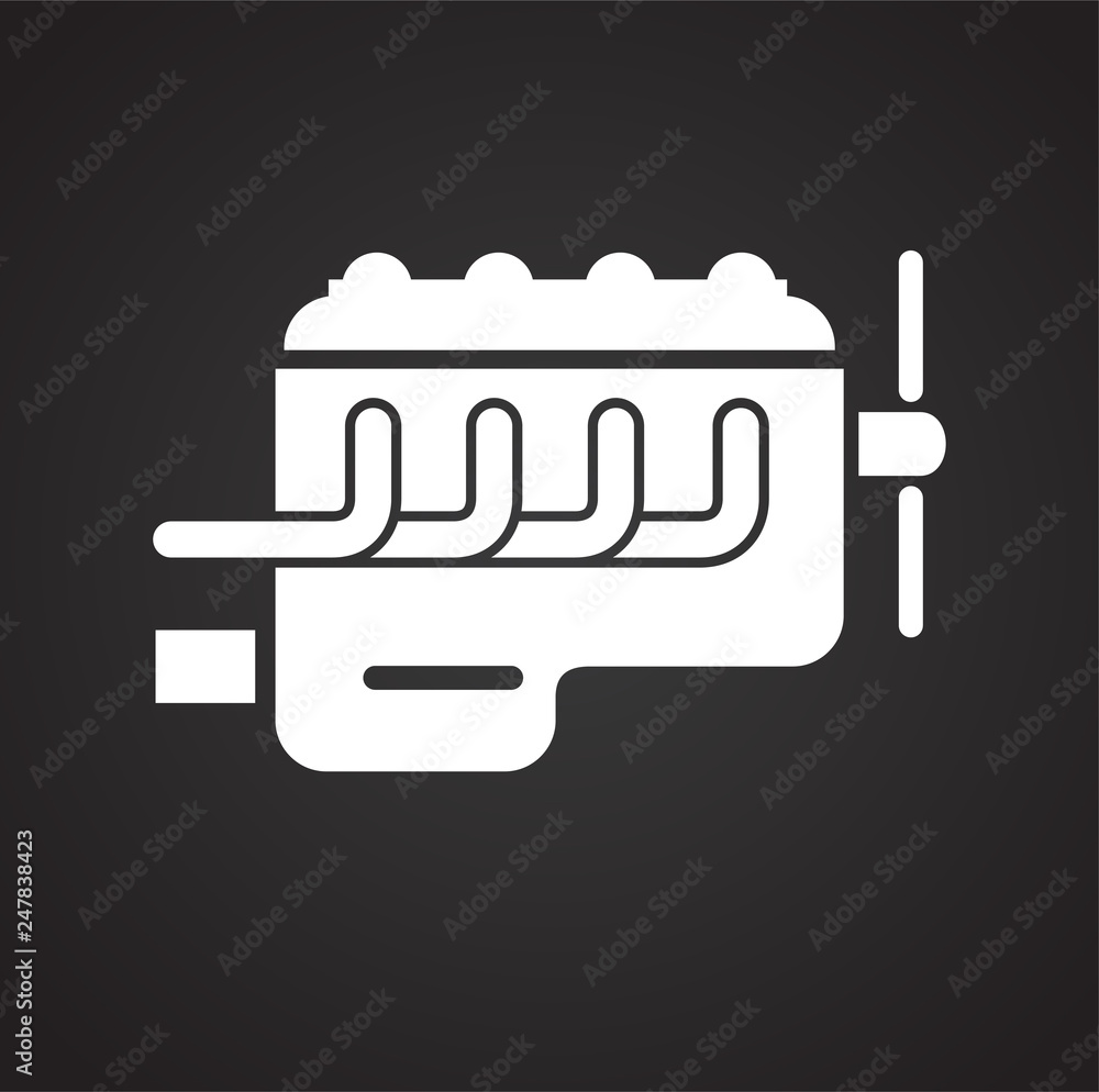 Poster car engine icon on black background for graphic and web design, modern simple vector sign. internet 