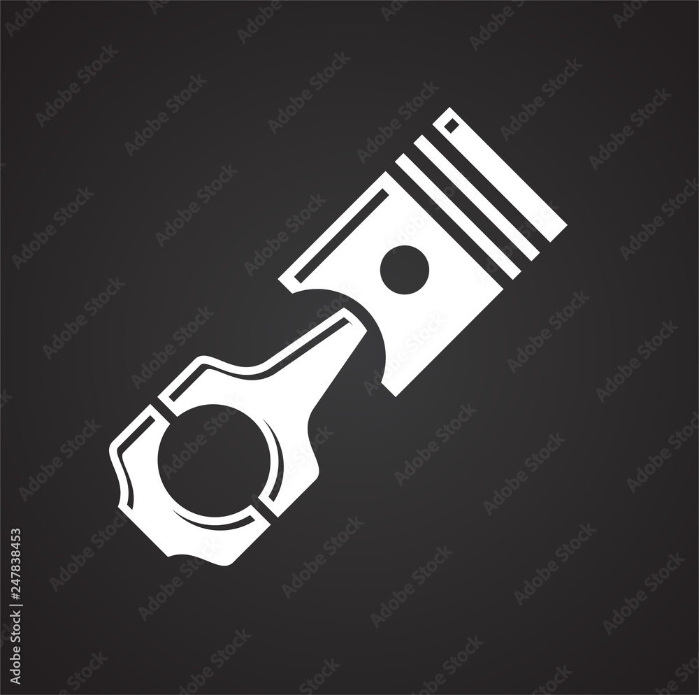 Poster engine piston icon on black background for graphic and web design, modern simple vector sign. intern