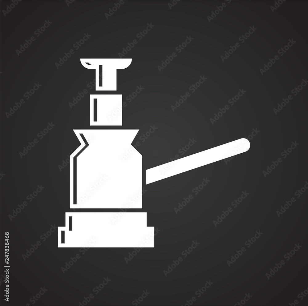 Poster car jack icon on black background for graphic and web design, modern simple vector sign. internet co