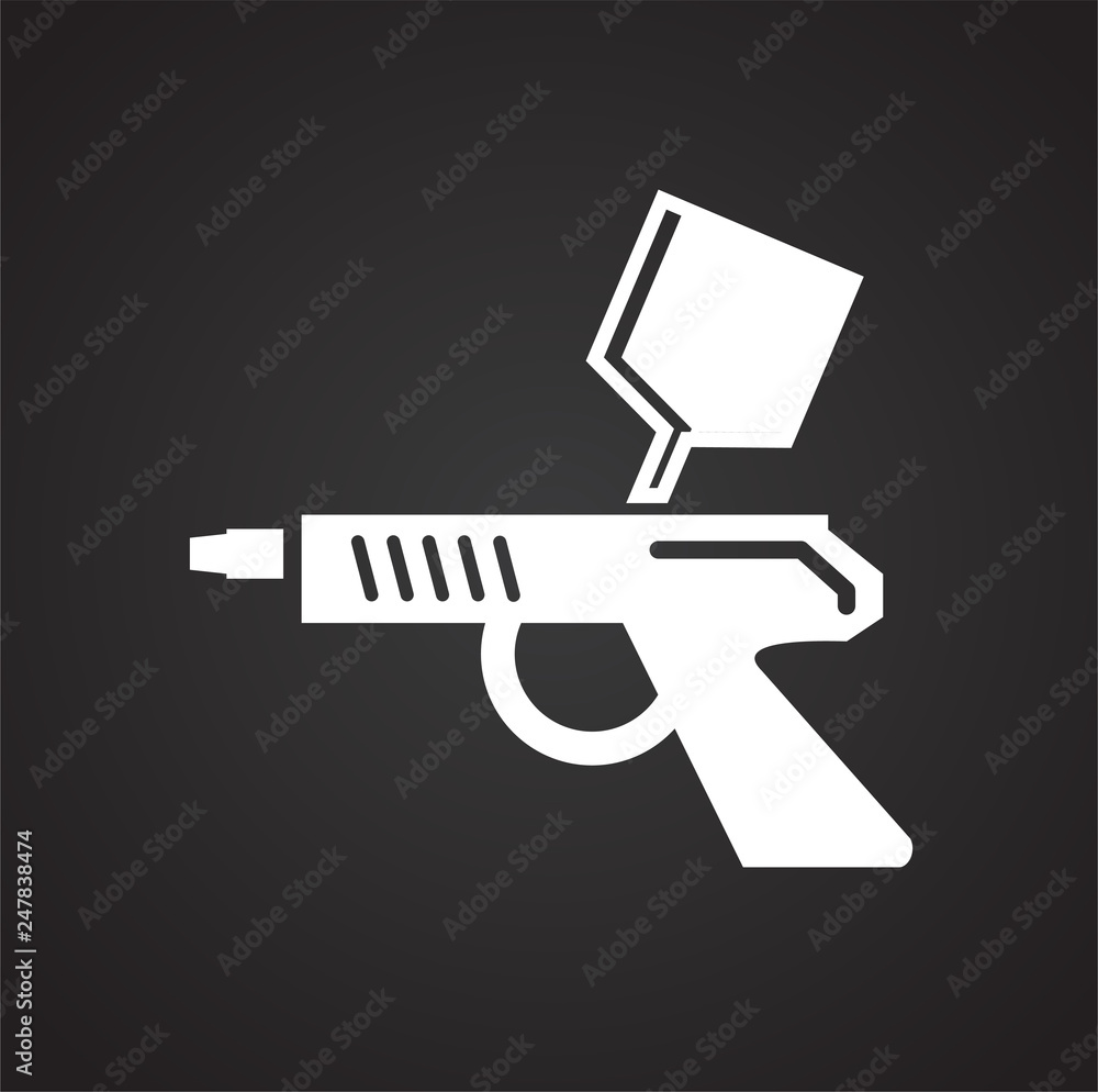 Poster car painting icon on black background for graphic and web design, modern simple vector sign. interne