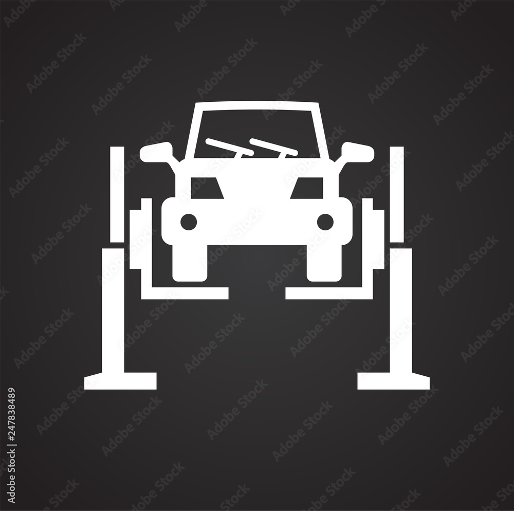 Poster car service icon on black background for graphic and web design, modern simple vector sign. internet