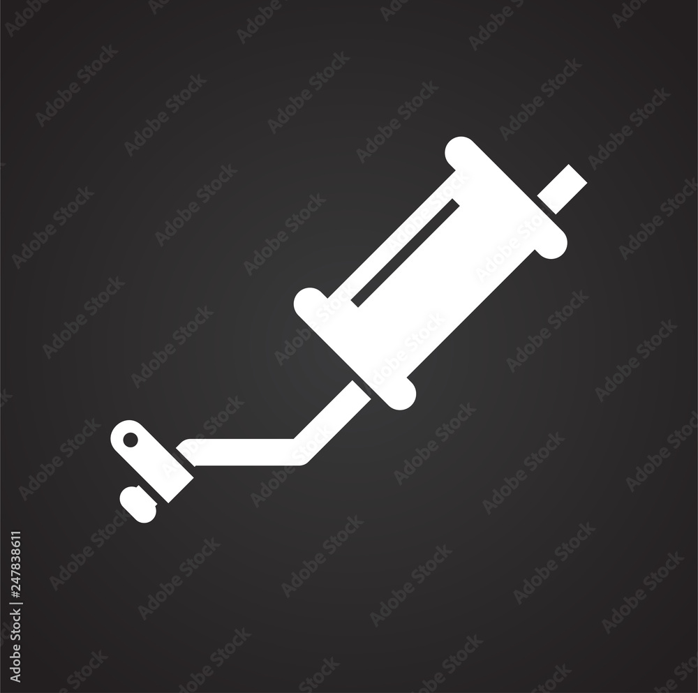 Poster car exhaust system icon on black background for graphic and web design, modern simple vector sign. i