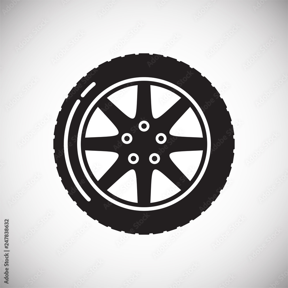 Poster car wheel icon on white background for graphic and web design, modern simple vector sign. internet c