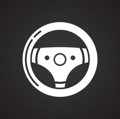 Car steering wheel icon on black background for graphic and web design, Modern simple vector sign. Internet concept. Trendy symbol for website design web button or mobile app