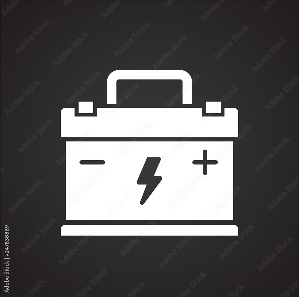 Poster car battery icon on black background for graphic and web design, modern simple vector sign. internet