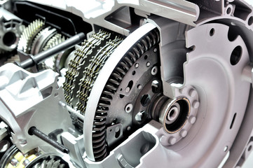 Car automatik transmission with gearbox, opened.