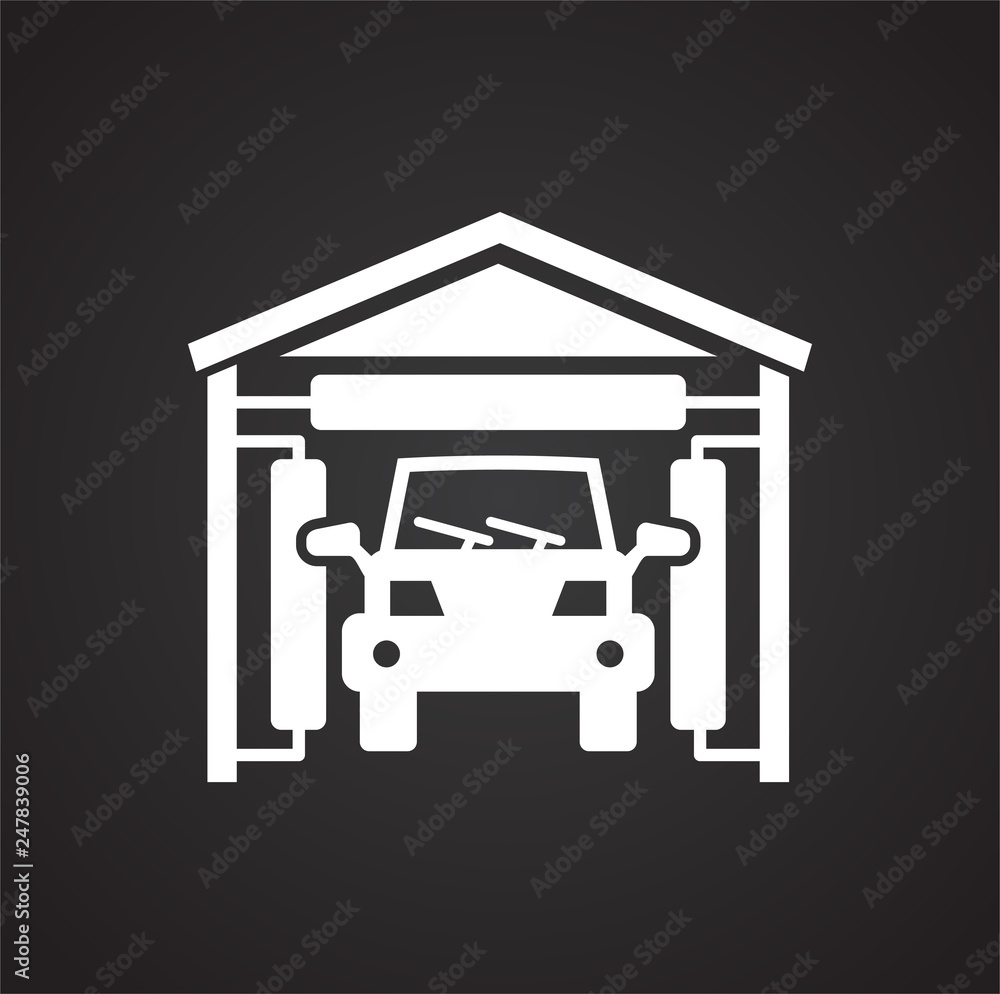 Poster car wash icon on black background for graphic and web design, modern simple vector sign. internet co