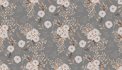 Floral vector pattern with small flowers and leaves.