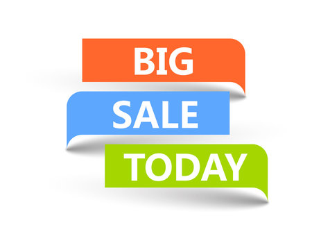 Big Sale Today Three color icons with shadow on white background
