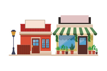stores shopping front cartoon