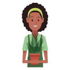 young planter woman cartoon