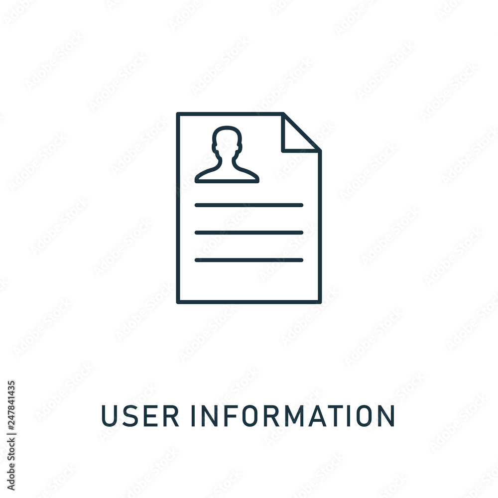 Poster user information outline icon. thin style design from smm icons collection. pixel perfect symbol of 