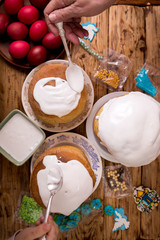 Easter cake with icing and decor