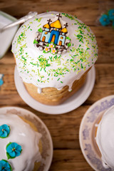 Easter cakes on plates