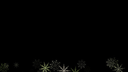 Abstract background with a variety of colorful snowflakes. Big and small.
