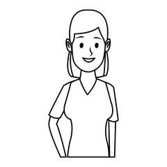 young woman upperbody cartoon
