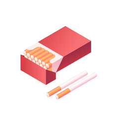 Pack of cigarettes on a white background. Vector 3d isometric illustration.