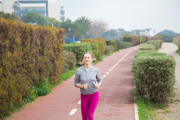Content jogger enjoying morning run