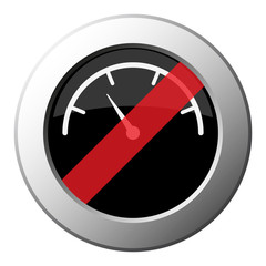 pressure gauge, ban round metal button, white icon