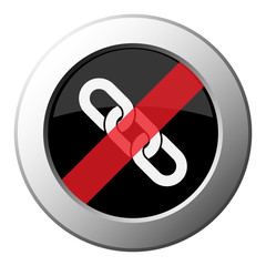 hanging chain - ban round metal button, white icon