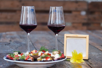 glass of white wine on table