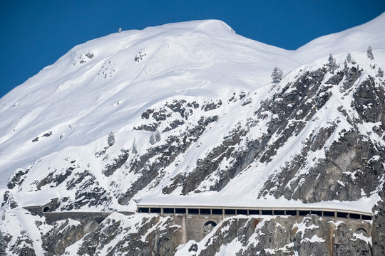 Flexenpass Street in Winter, Vorarlberg, Austria, Europe