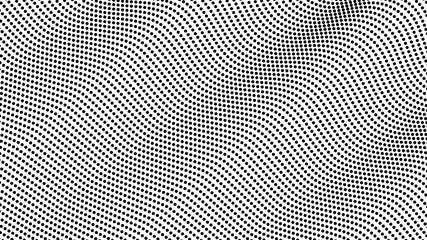 Ripple waves pattern, halftone dot background, texture, abstract light pattern, white dots on black background, vector minimal techno background, screen print texture