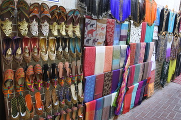 Fototapeta na wymiar Dubai Textile Souk (Souq) - Cloth Market 