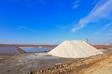 pile of salt in the salt field